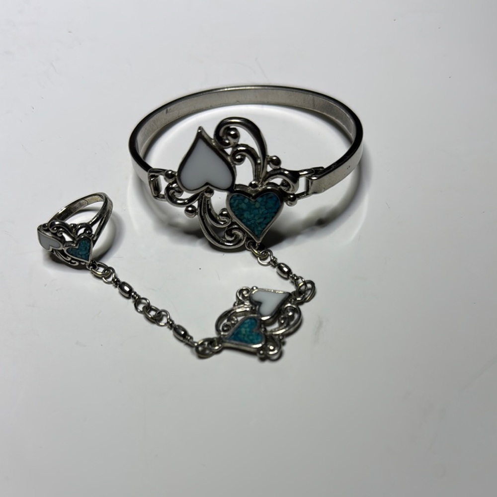Source Unknown Silver and Blue Bracelet